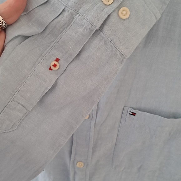 NWT! Tommy Hilfiger Linen Button-down Shirt, Size Large. - Picture 4 of 6